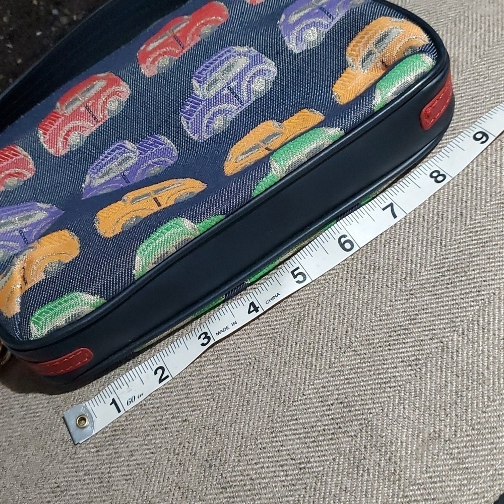 VINTAGE BRACCIALINI BAG W CARS WOMENS SHOULDER BAG SMALL BLUE RED ORANGE - Picture 13 of 16